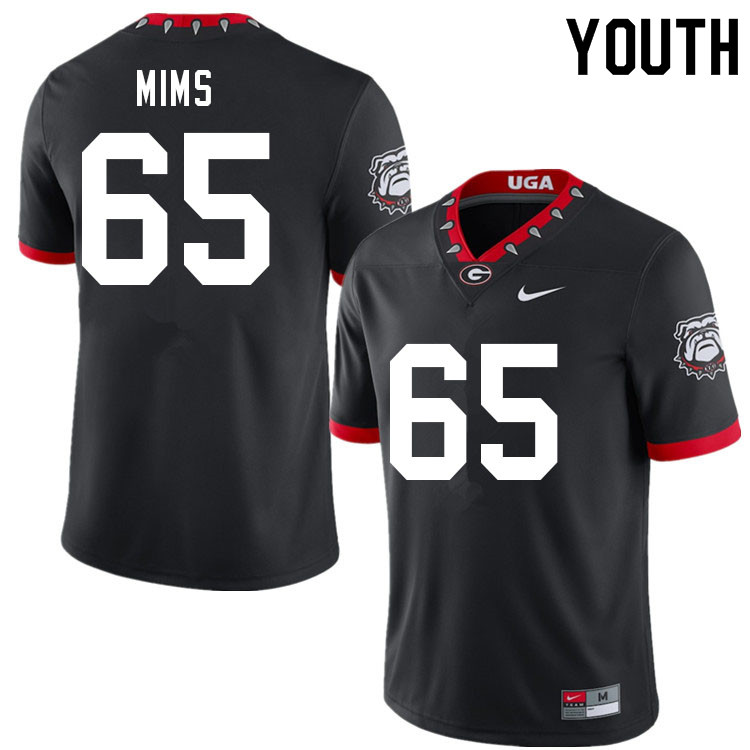 Youth #65 Amarius Mims Georgia Bulldogs 100th Anniversary College Football Jerseys Sale-100th Black